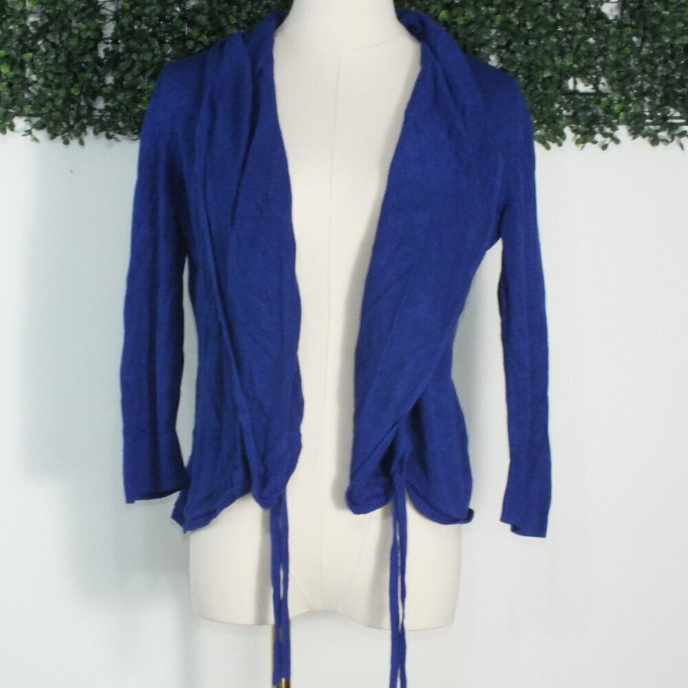 Evan-Picone Cobalt Blue Tie Cardigan Sweater Size Large Petite